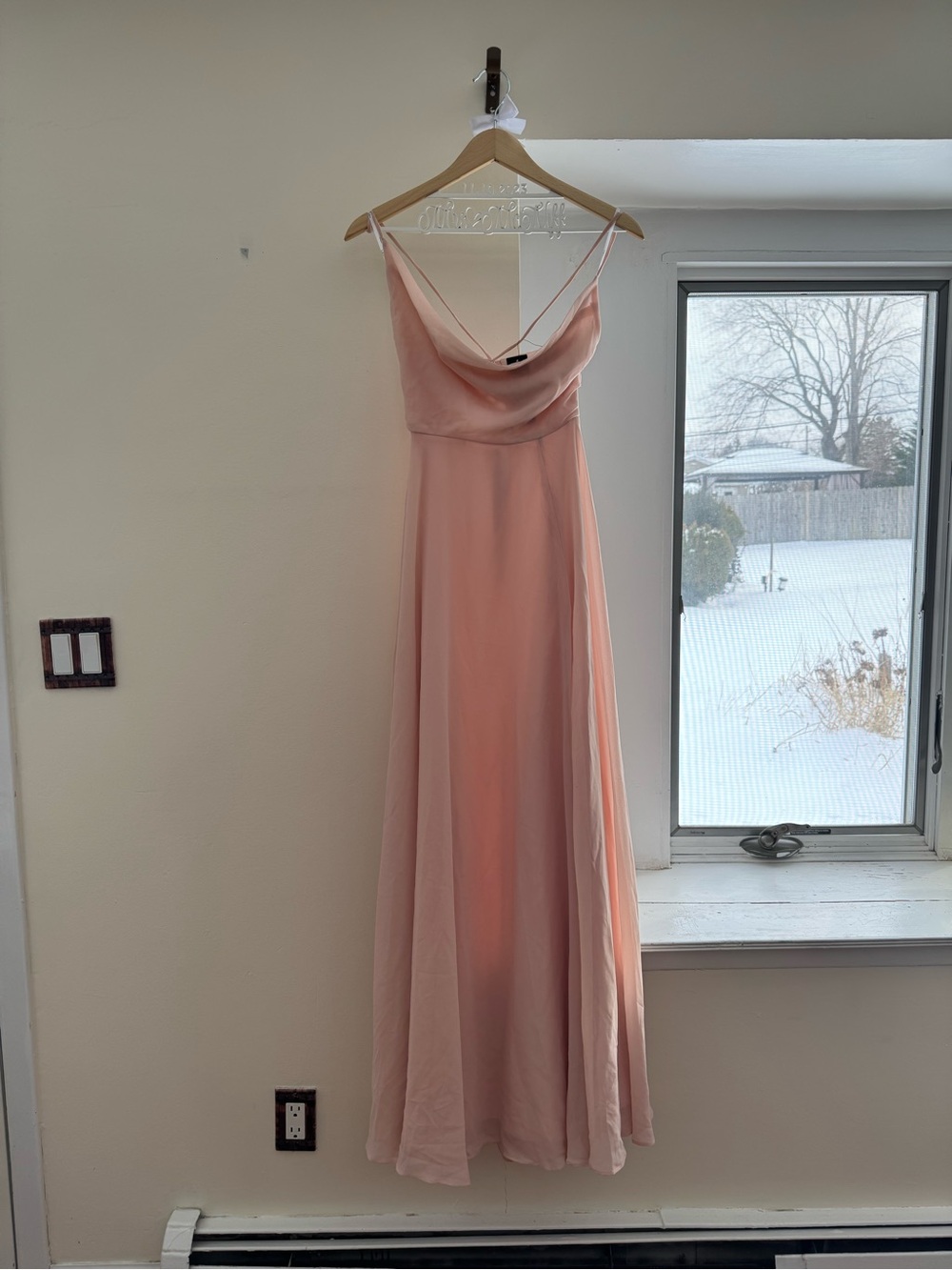 Lulu's Blush Pink Satin Cowl Neck Maxi Dress